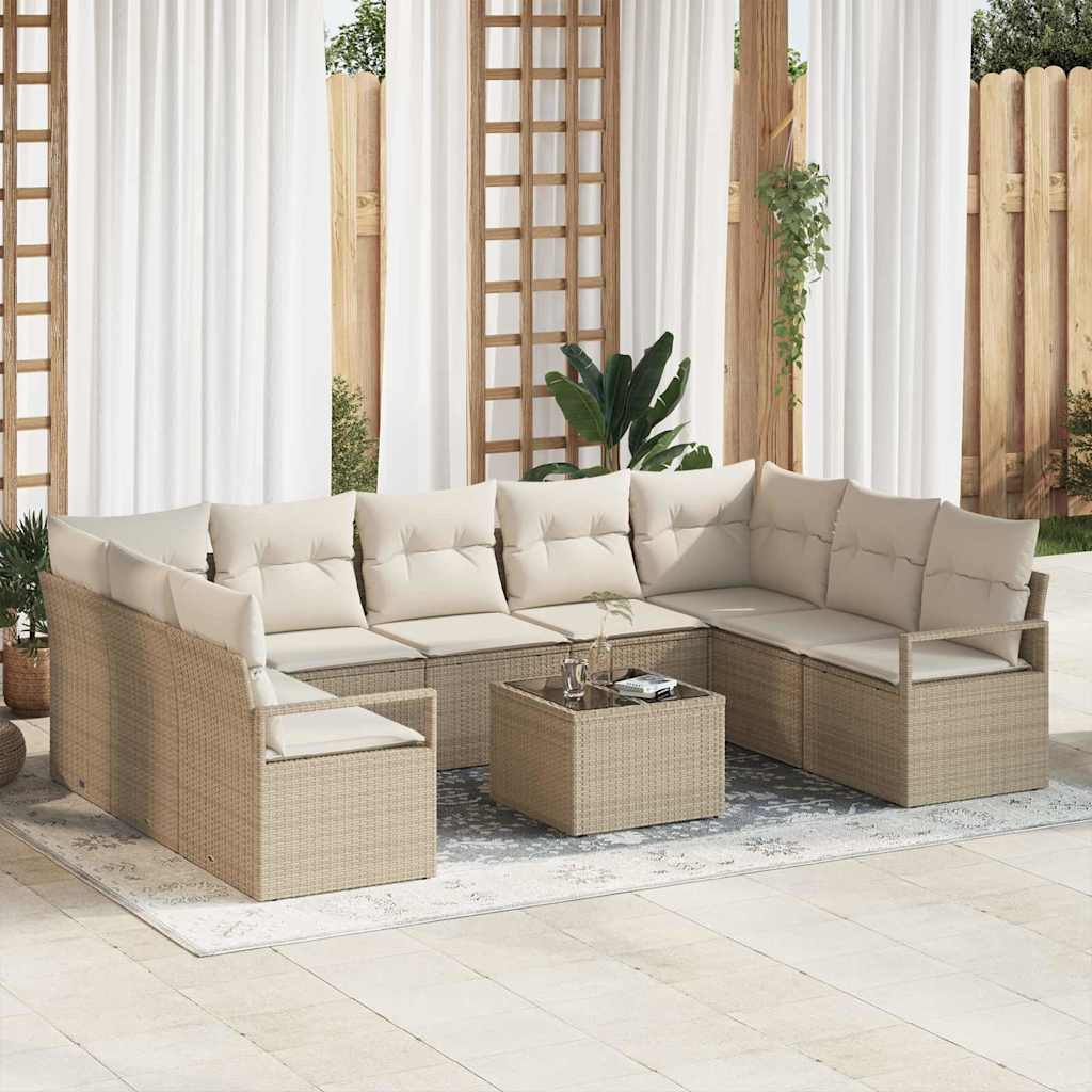 Set di divani con cuscino 10 pcs Beige e Crema polyrattan 3355220
