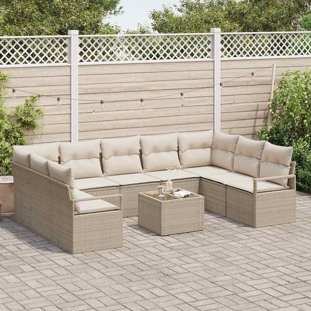 Set di divani con cuscino 10 pcs Beige e Crema polyrattan 3355220