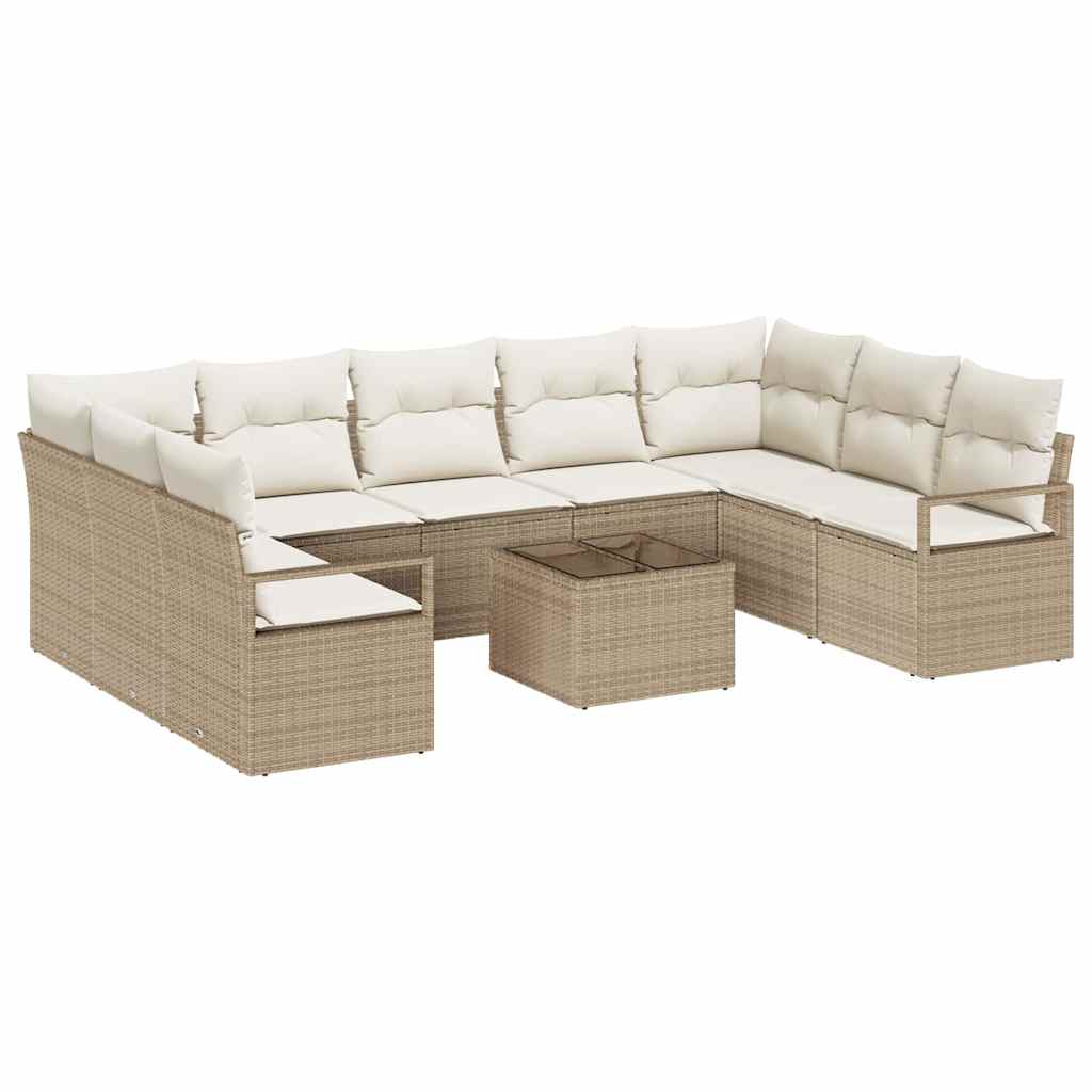 Set di divani con cuscino 10 pcs Beige e Crema polyrattan 3355220