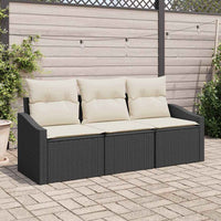 Set Divano da Giardino 3 pz-Sofa da Giardino-Divanetto da esterno Nero e Bianco polyrattan 557951