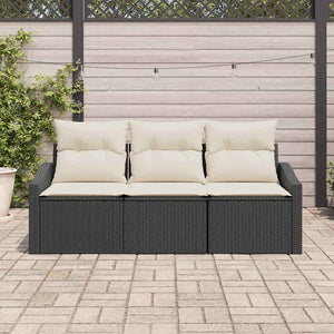 Set Divano da Giardino 3 pz-Sofa da Giardino-Divanetto da esterno Nero e Bianco polyrattan 557951
