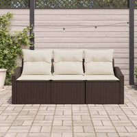 Set Divano da Giardino 3 pz-Sofa da Giardino-Divanetto da esterno Marrone e bianco polyrattan 622251