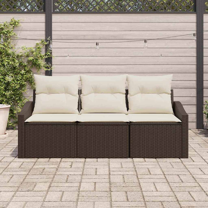 Set Divano da Giardino 3 pz-Sofa da Giardino-Divanetto da esterno Marrone e bianco polyrattan 622251