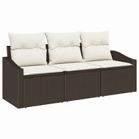 Set Divano da Giardino 3 pz-Sofa da Giardino-Divanetto da esterno Marrone e bianco polyrattan 622251