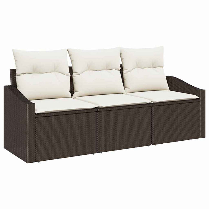 Set Divano da Giardino 3 pz-Sofa da Giardino-Divanetto da esterno Marrone e bianco polyrattan 622251