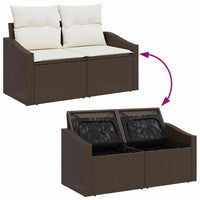 Set Divano da Giardino 3 pz-Sofa da Giardino-Divanetto da esterno Marrone e bianco polyrattan 622251