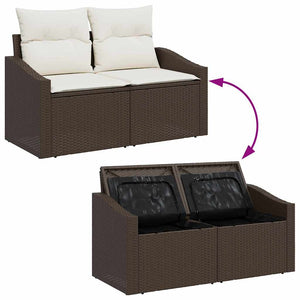 Set Divano da Giardino 3 pz-Sofa da Giardino-Divanetto da esterno Marrone e bianco polyrattan 622251