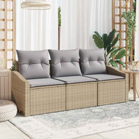 Set Divano da Giardino 3 pz-Sofa da Giardino-Divanetto da esterno Beige e Grigio Chiaro polyrattan 426516