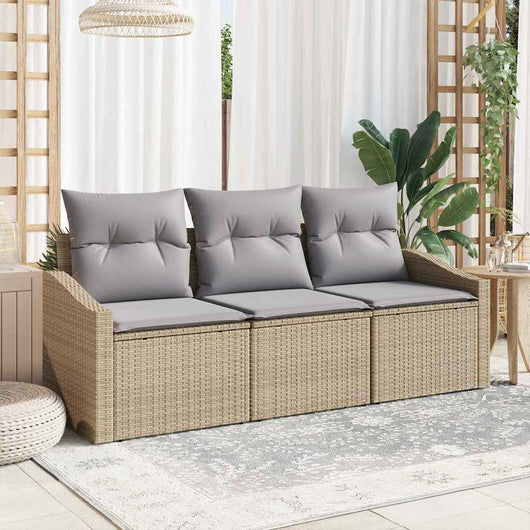Set Divano da Giardino 3 pz-Sofa da Giardino-Divanetto da esterno Beige e Grigio Chiaro polyrattan 426516