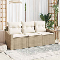 Set da Pranzo da Giardino 3 Pezzi con Cuscini Beige in Rattan Sintetico 3355250