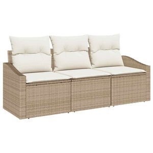 Set da Pranzo da Giardino 3 Pezzi con Cuscini Beige in Rattan Sintetico 3355250