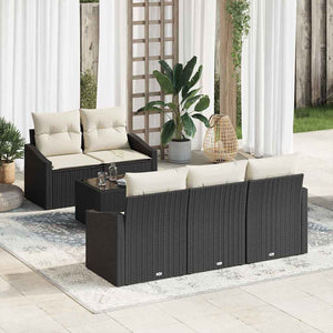 Set Divano da Giardino 6 pcs Nero e Crema 55 x 55 x 37 cm 3355266