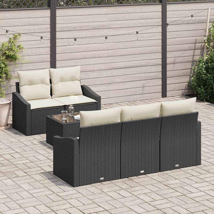 Set Divano da Giardino 6 pcs Nero e Crema 55 x 55 x 37 cm 3355266