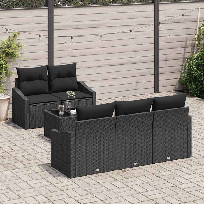 Set giardino  6 pezzi con cuscini in rattan sintetico nero 3355272