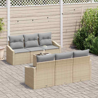 Set di Divani da Giardino 7 Pezzi con Cuscini Beige in Rattan Sintetico 3355279