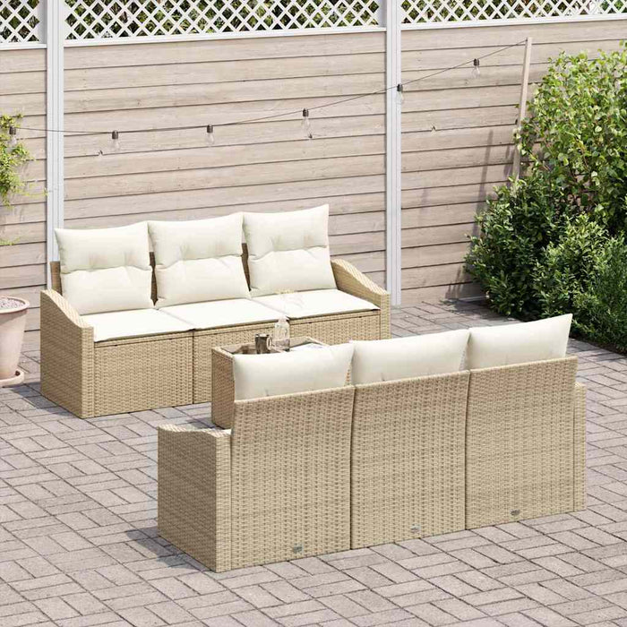 Set da Giardino da 7 Pezzi con Cuscini Beige in Rattan Sintetico 3355280