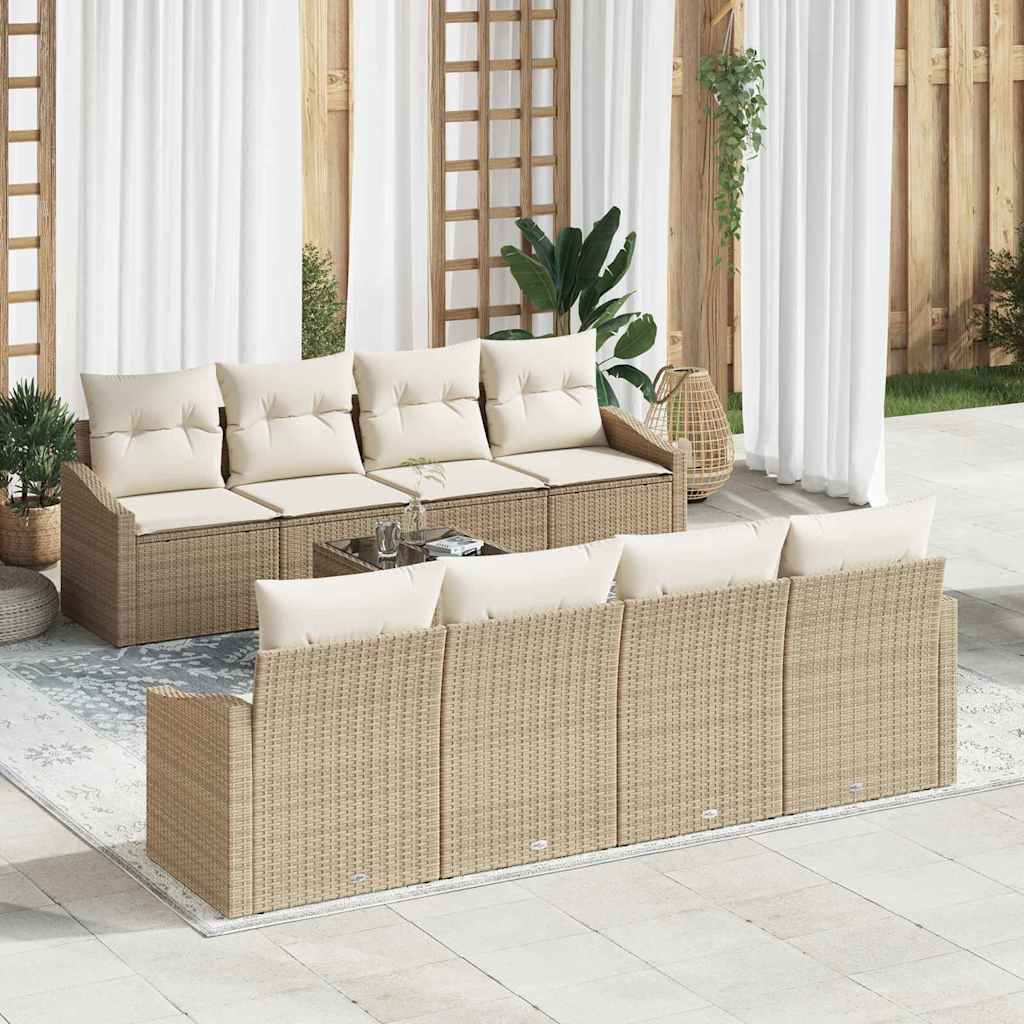 Set Divano da Giardino 7 pcs Beige e Crema 55 x 55 x 37 cm 3355320