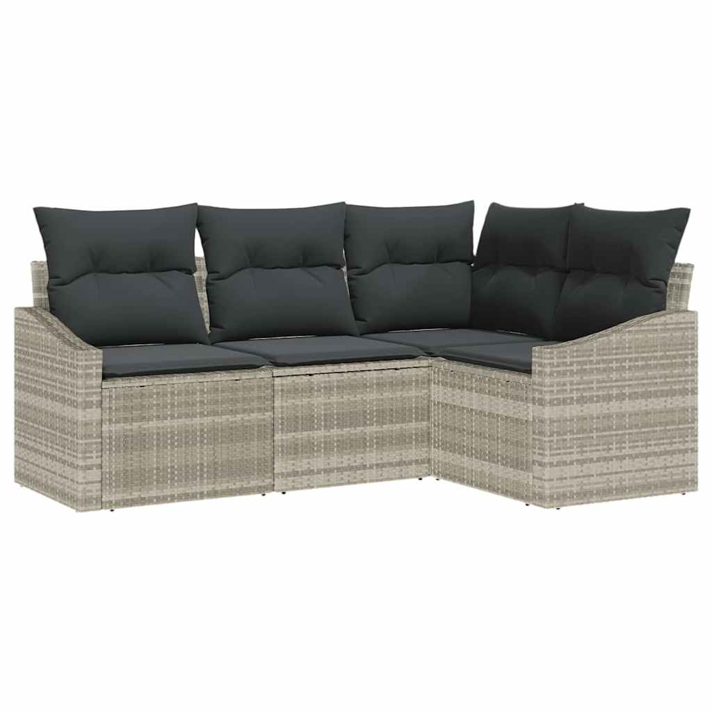 Set Divano da Giardino 4 pz-Sofa da Giardino-Divanetto da esterno Grigio chiaro polyrattan 786403