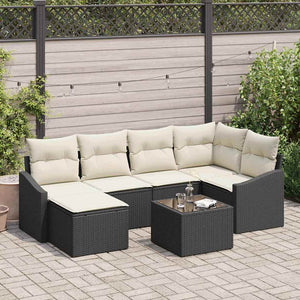 Set da Pranzo da Giardino  con 6 Pezzi e Cuscini Marrone in Rattan Sintetico. 3355466