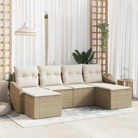 Set da Pranzo da Giardino 6 Pezzi con Cuscini Beige in Rattan Sintetico 3355500