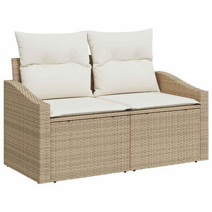Set da Pranzo da Giardino 6 Pezzi con Cuscini Beige in Rattan Sintetico 3355500