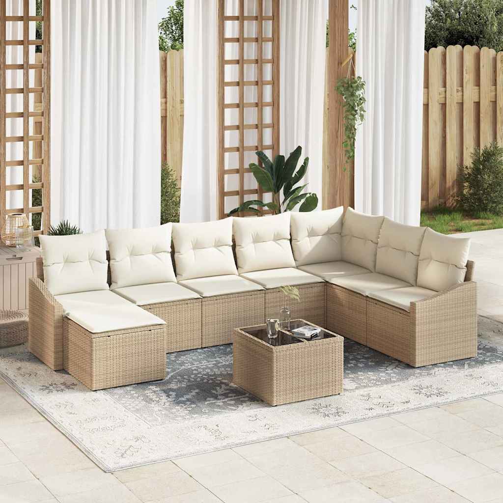 Set da Pranzo per Giardino con cuscino 9 pcs Beige e Crema 3355520