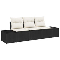 Set Divano da Giardino 3 pz-Sofa da Giardino-Divanetto da esterno Nero e Crema polyrattan