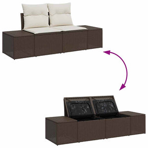 Set Divano da Giardino 3 pz-Sofa da Giardino-Divanetto da esterno Marrone e Crema polyrattan
