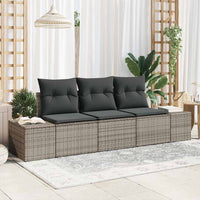 Set Divano da Giardino 3 pz-Sofa da Giardino-Divanetto da esterno Grigio polyrattan