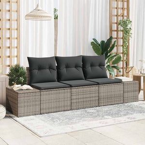 Set Divano da Giardino 3 pz-Sofa da Giardino-Divanetto da esterno Grigio polyrattan