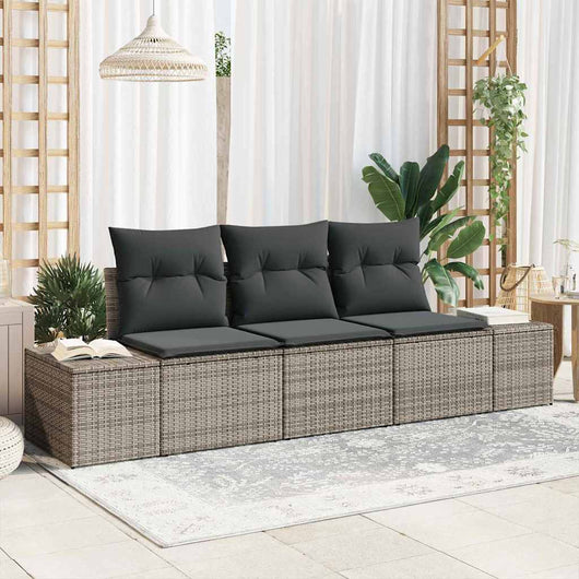 Set Divano da Giardino 3 pz-Sofa da Giardino-Divanetto da esterno Grigio polyrattan