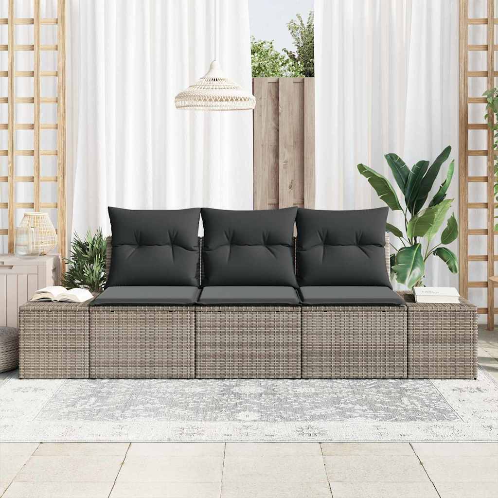 Set Divano da Giardino 3 pz-Sofa da Giardino-Divanetto da esterno Grigio polyrattan