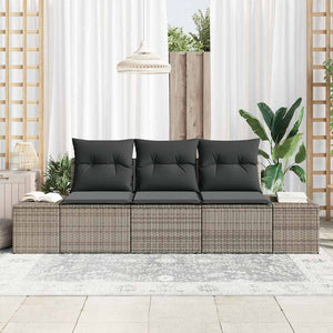Set Divano da Giardino 3 pz-Sofa da Giardino-Divanetto da esterno Grigio polyrattan