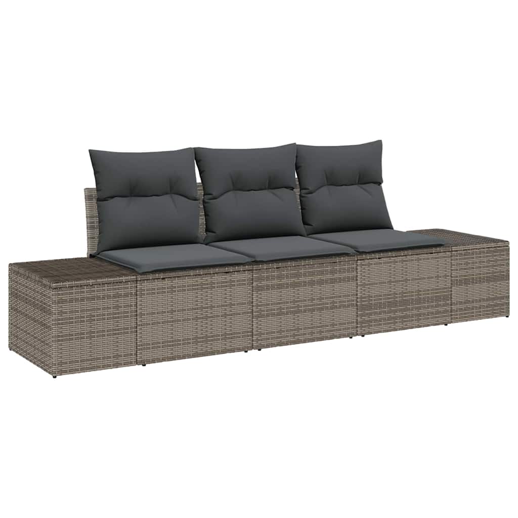 Set Divano da Giardino 3 pz-Sofa da Giardino-Divanetto da esterno Grigio polyrattan