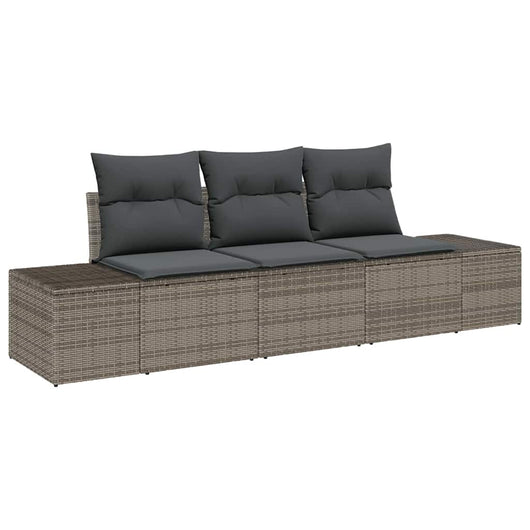 Set Divano da Giardino 3 pz-Sofa da Giardino-Divanetto da esterno Grigio polyrattan