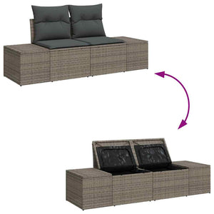 Set Divano da Giardino 3 pz-Sofa da Giardino-Divanetto da esterno Grigio polyrattan