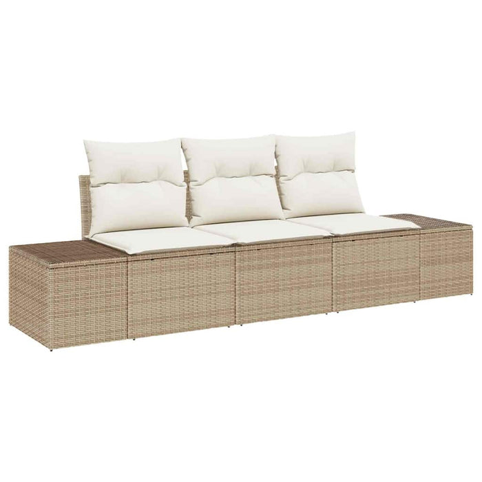 Set Divano da Giardino 3 pz-Sofa da Giardino-Divanetto da esterno Beige e Crema polyrattan