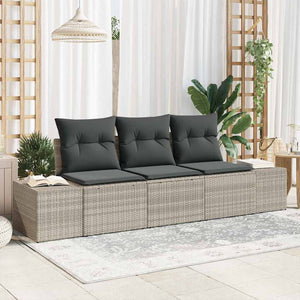 Set Divano da Giardino 3 pz-Sofa da Giardino-Divanetto da esterno Grigio chiaro polyrattan 180174