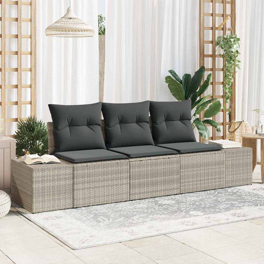 Set Divano da Giardino 3 pz-Sofa da Giardino-Divanetto da esterno Grigio chiaro polyrattan 180174