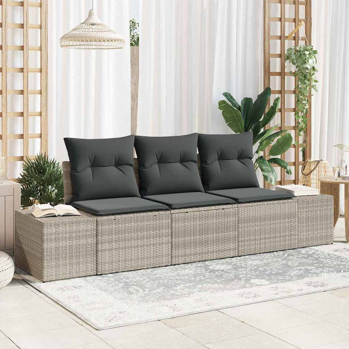 Set Divano da Giardino 3 pz-Sofa da Giardino-Divanetto da esterno Grigio chiaro polyrattan 180174