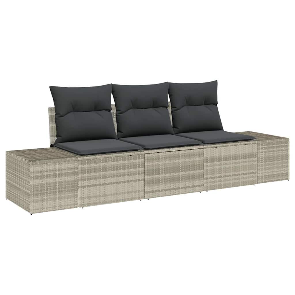 Set Divano da Giardino 3 pz-Sofa da Giardino-Divanetto da esterno Grigio chiaro polyrattan 180174
