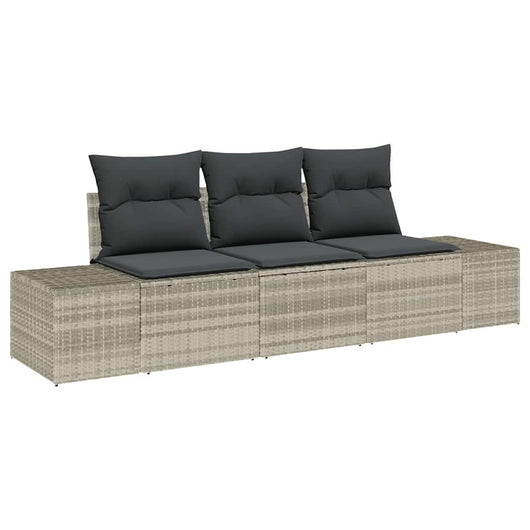 Set Divano da Giardino 3 pz-Sofa da Giardino-Divanetto da esterno Grigio chiaro polyrattan 180174
