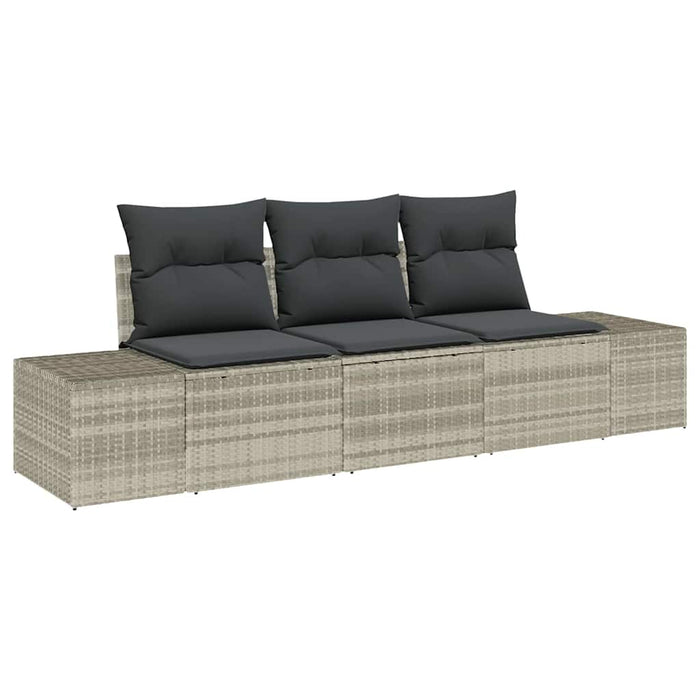 Set Divano da Giardino 3 pz-Sofa da Giardino-Divanetto da esterno Grigio chiaro polyrattan 180174