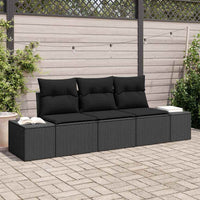 Set Divano da Giardino con archiviazione 3 pz-Sofa da Giardino-Divanetto da esterno Nero polyrattan