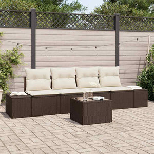 Set Divano da Giardino 5 pcs Marrone e Crema 55 x 55 x 37 cm 3355597