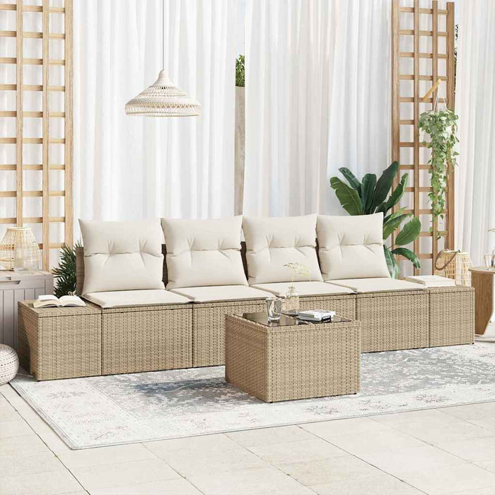 Set Divano da Giardino 5 pcs Beige e Crema 55 x 55 x 37 cm 3355600