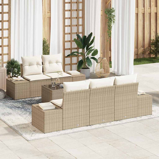 Set Divano da Giardino 6 pcs Beige e Crema 55 x 55 x 37 cm 3355610