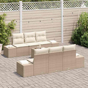 Set di divani da giardino 7 pezzi  con cuscini beige in polirattan 3355620