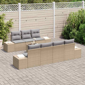 Set di divani da giardino da 8 pezzi con cuscini in rattan sintetico beige 3355639