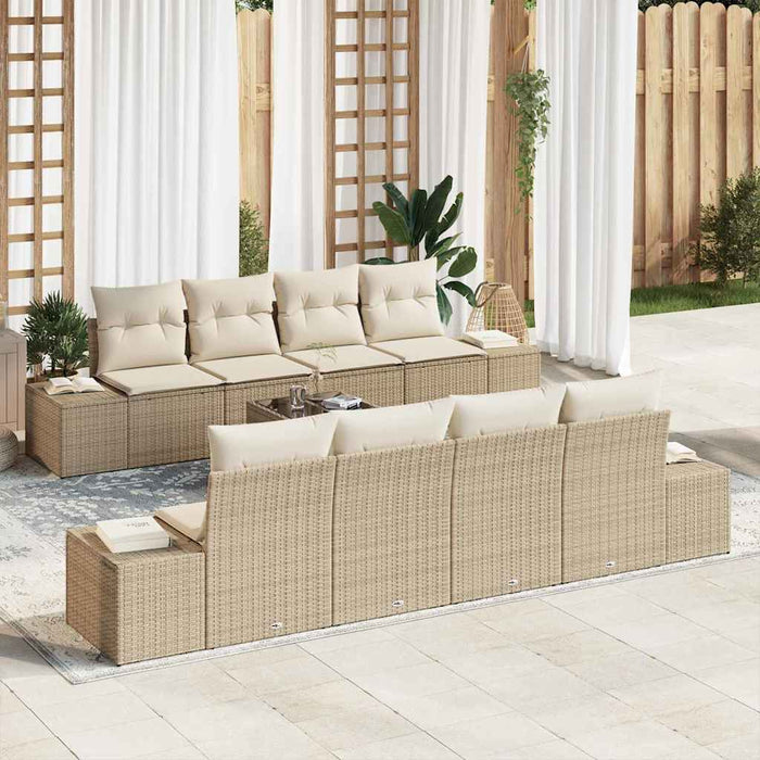 Set Divano da Giardino 7 pcs Beige e Crema 55 x 55 x 37 cm 3355660